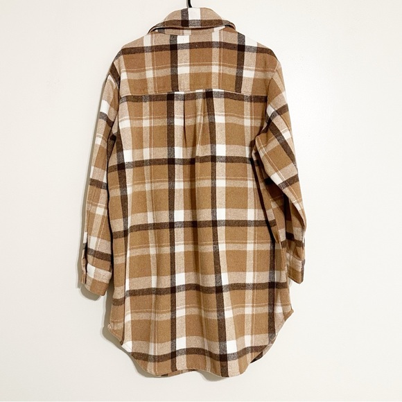 Time and Tru Long Line Plaid Button Down Flannel Shirt Jacket Shacket - Picture 5 of 5